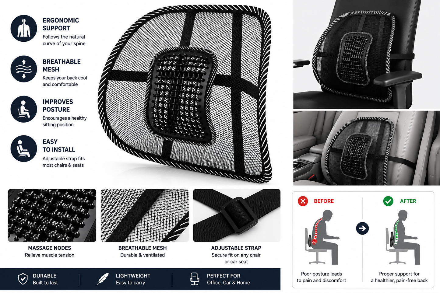 BackRelief™ Lumbar Support Cushion